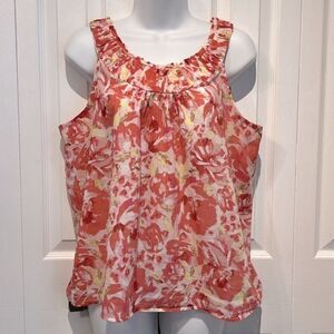 Loft Ann Taylor Sleeveless Floral Print Cotton Top‎ Size LP